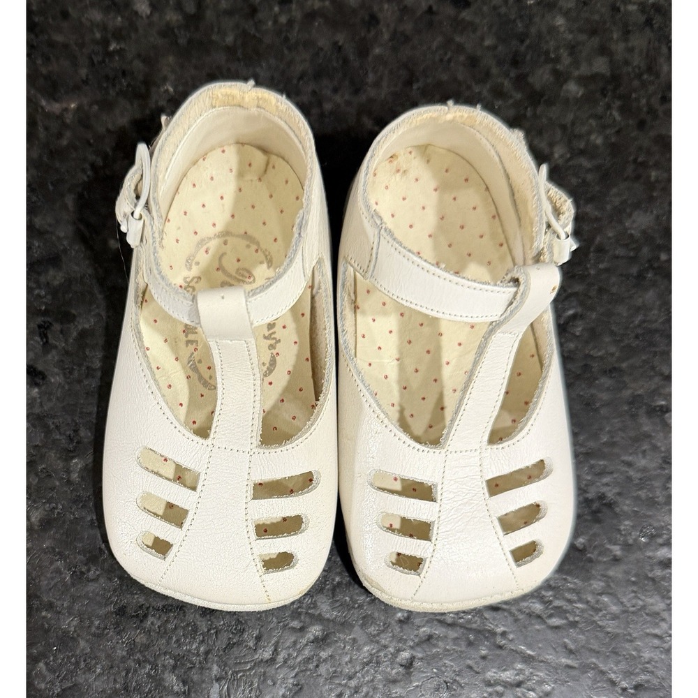 Mrs Days Ideal Baby Shoes Vintage 1960's T-Strap White Size 0 With Original Box - Picture 8 of 16